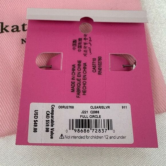 Kate Spade Full Circle Silver Clear Cubic Zirconia Earrings - Picture 3 of 5